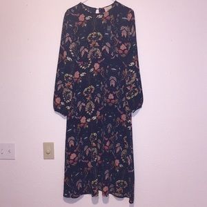 Navy long sleeve floral Dress